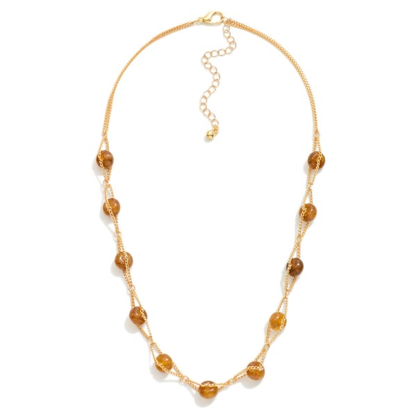 Intertwined Chain Link & Stone Beaded Necklace 

- Approximately 16" L
- Extender 3" L