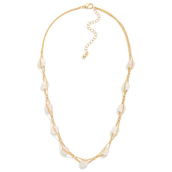 Wholesale intertwined Chain Link Stone Beaded Necklace L Extender L