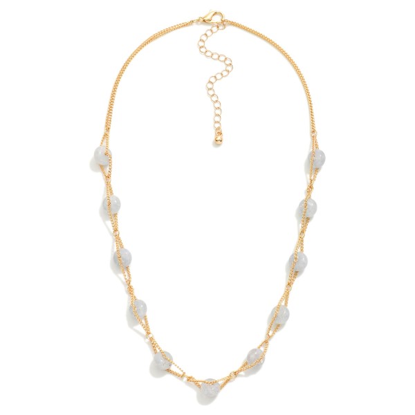 Intertwined Chain Link & Stone Beaded Necklace 

- Approximately 16" L
- Extender 3" L