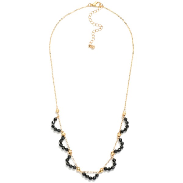 Chain Link Necklace Featuring Beaded Cubic Zirconia Arch Detail 

- Approximately 16" L
- Extender 3" L