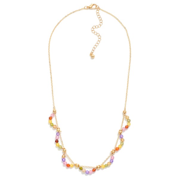 Chain Link Necklace Featuring Beaded Cubic Zirconia Arch Detail 

- Approximately 16" L
- Extender 3" L