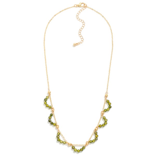 Chain Link Necklace Featuring Beaded Cubic Zirconia Arch Detail 

- Approximately 16" L
- Extender 3" L