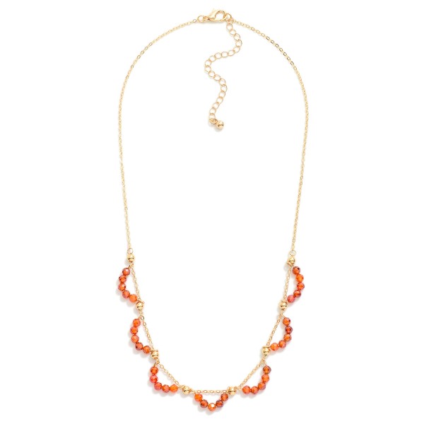 Chain Link Necklace Featuring Beaded Cubic Zirconia Arch Detail 

- Approximately 16" L
- Extender 3" L