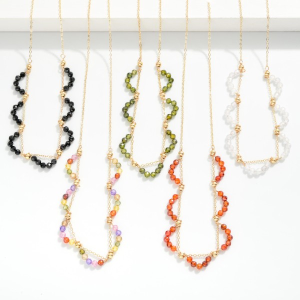Chain Link Necklace Featuring Beaded Cubic Zirconia Arch Detail 

- Approximately 16" L
- Extender 3" L