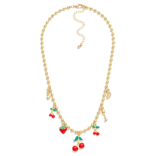 Wholesale ball Chain Charm Necklace Metal Tones Fruit Charms L Extender L