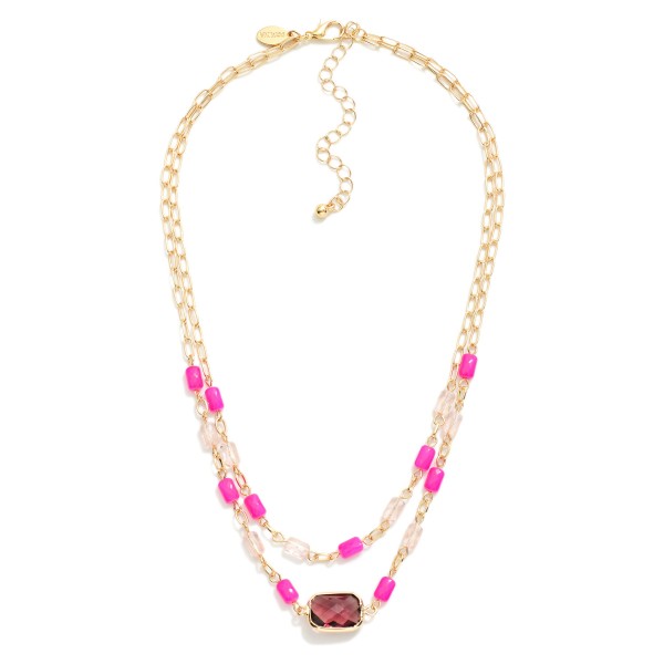 Wholesale layered Chain Link Necklace Faceted Beads Glass Crystal Pendant L Exte