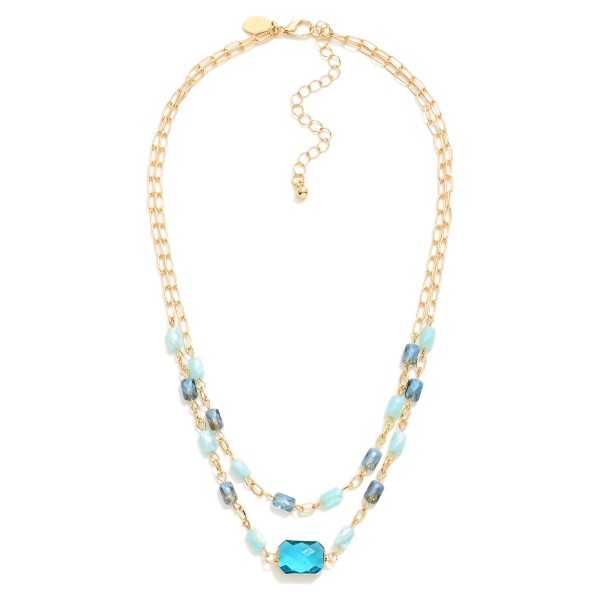 Wholesale layered Chain Link Necklace Faceted Beads Glass Crystal Pendant L Exte