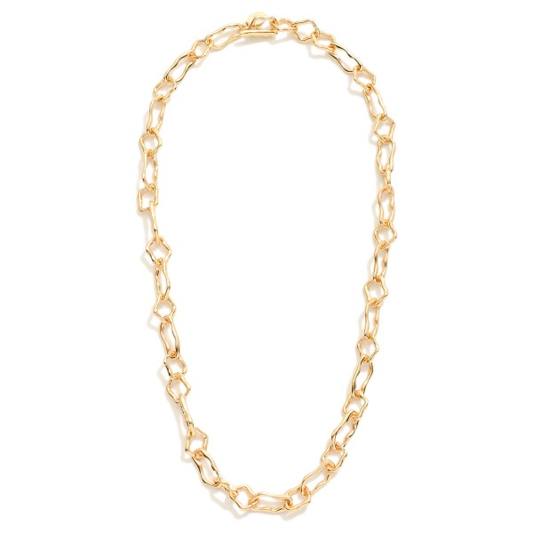 Metal Tone Abstract Shape Chain Link Necklace 

- Approximately 16" L
