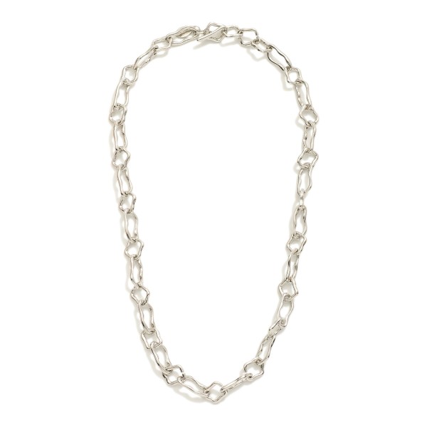 Metal Tone Abstract Shape Chain Link Necklace 

- Approximately 16" L
