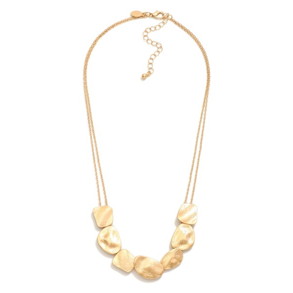Wholesale double Chain Link Necklace Brushed Metal Geometric Accents L Extender