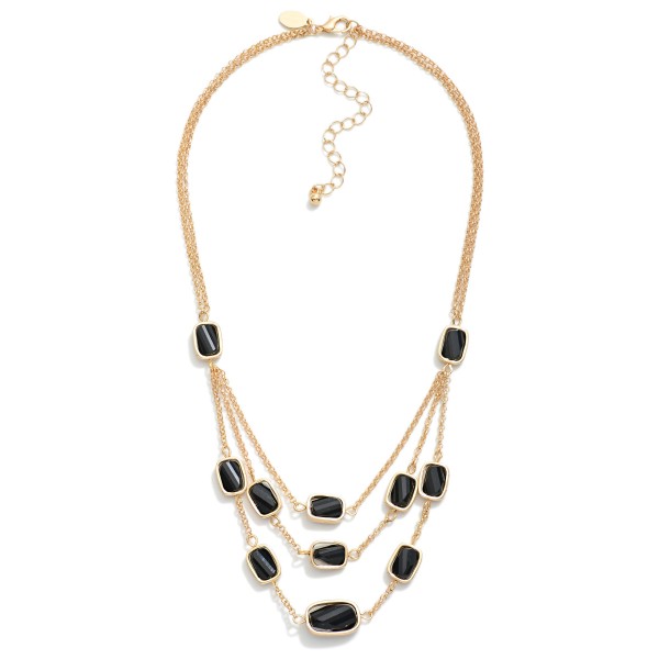 Layered Chain Link Necklace Featuring Glass Crystal 

- Approximately 16" L
- Extender 3" L