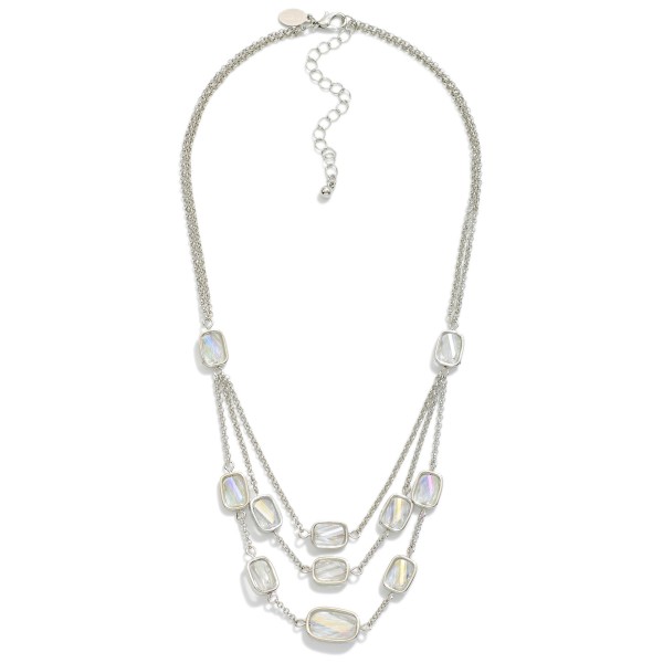 Layered Chain Link Necklace Featuring Glass Crystal 

- Approximately 16" L
- Extender 3" L