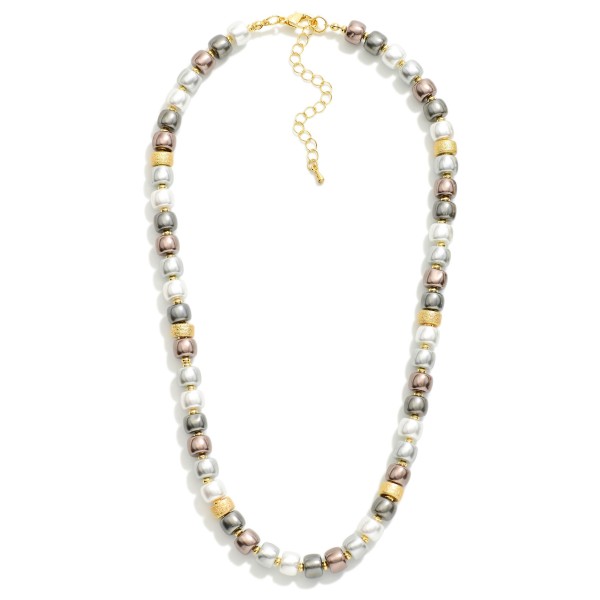 Pearl & Metal Tone Bead Beaded Necklace 

- Approximately 16" L
- Extender 3" L