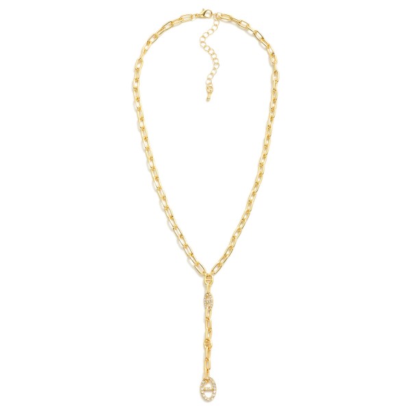 Wholesale chain Link Y Necklace Rhinestone Studded Pig Nose Link Details L Exten