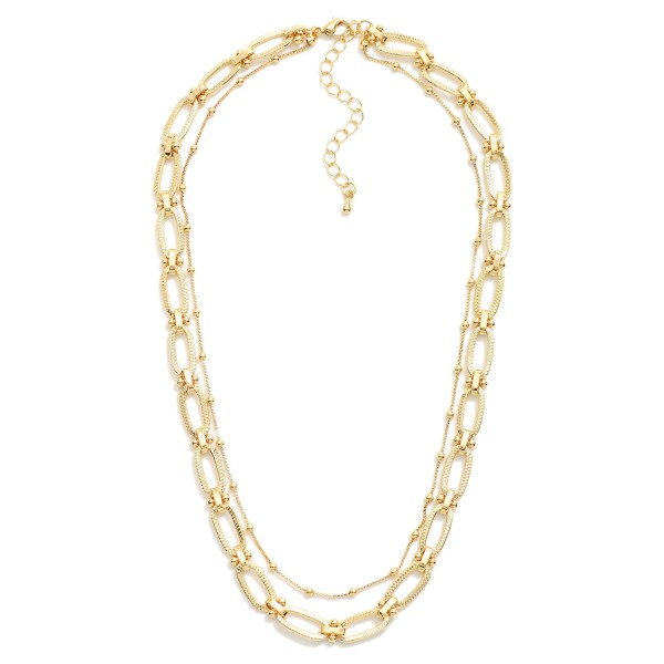 Layered Box Chain & Textured Metal Link Chain Link Necklace 

- Approximately 16" L
- Extender 3" L