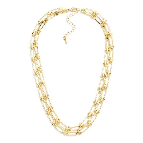Gold Tone Layered Paper Clip Chain Link Necklace

- Approximately 14" L
- Extender 3" L

