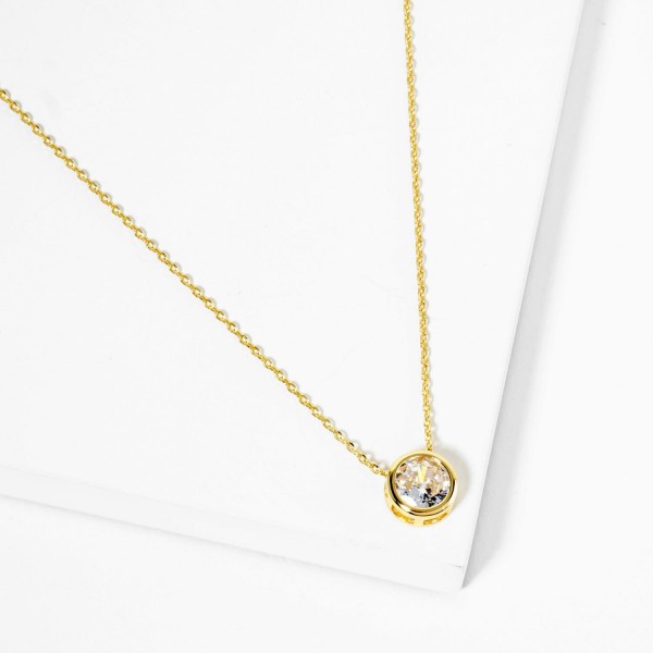 Dainty Chain Link Necklace Featuring Cubic Zirconia Pendant 

- Gold Dipped 
- Approximately 15.5" L
- Extender 2" L