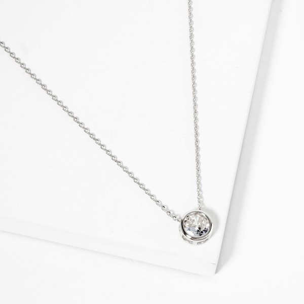 Dainty Chain Link Necklace Featuring Cubic Zirconia Pendant 

- Gold Dipped 
- Approximately 15.5" L
- Extender 2" L