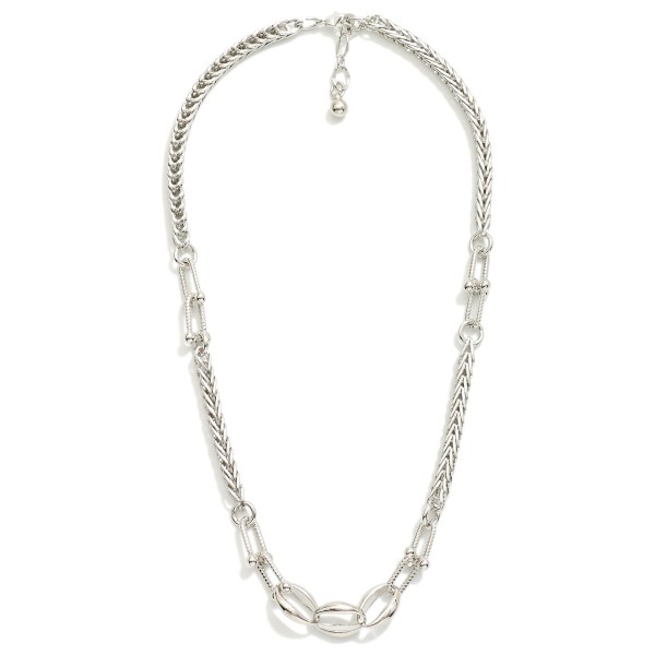Box Chain Link Necklace Featuring Twisted U Link Accents 

- Gold Dipped 
- Approximately 18" L
- Extender 1"L