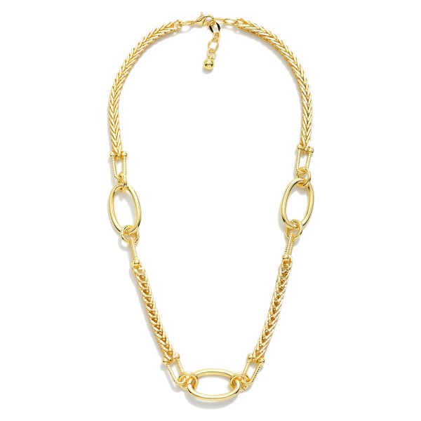 Franco Chain Link Necklace Featuring U-Links & Ovals Links 

- Gold Dipped
- Approximately 18" 
- Extender 1" L