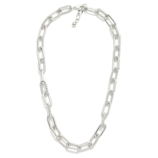 Chain Link Necklace Featuring Twisted Metal Links 

- Approximately 18" L
- Extender 1" L