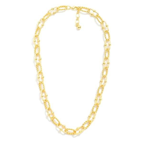 Chain Link Necklace With Twisted Link Detail 

- Gold Dipped
- Approximately 18" L
- Extender 1" L