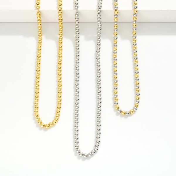 Metal Tone Beaded Necklace 

- Gold Dipped
- Approximately 14" L
- Extender 2" L