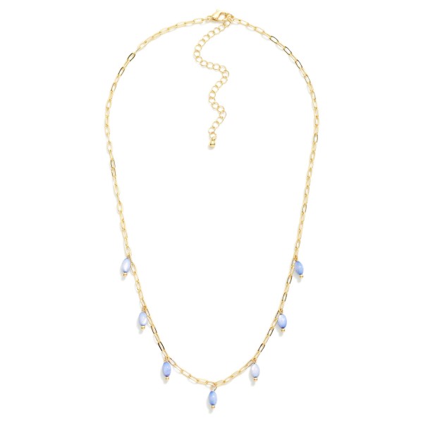 Chain Link Necklace Featuring Bead Charm Details 

- Approximately 16" L
- Extender 3" L