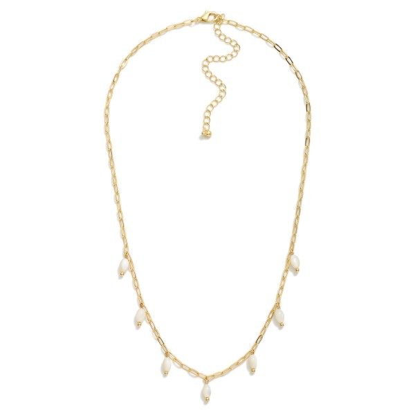 Chain Link Necklace Featuring Bead Charm Details 

- Approximately 16" L
- Extender 3" L