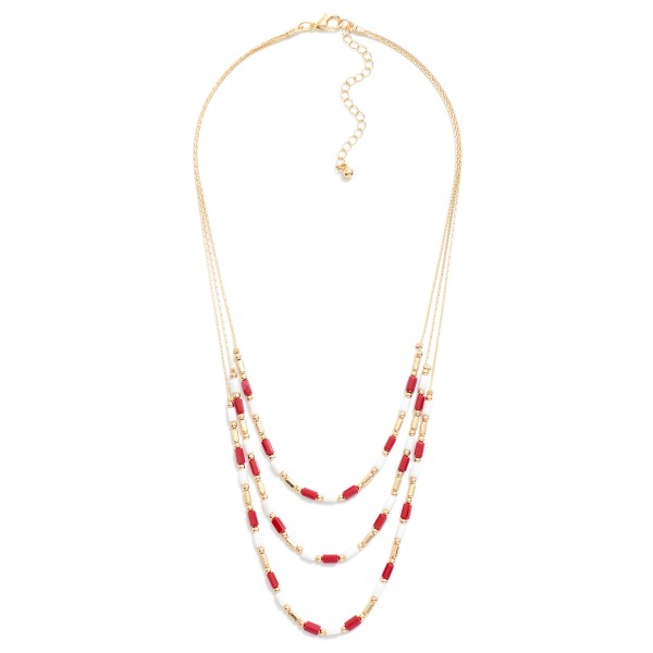 Wholesale layered Chain Link Necklace Glass Crystals Metal Beads L