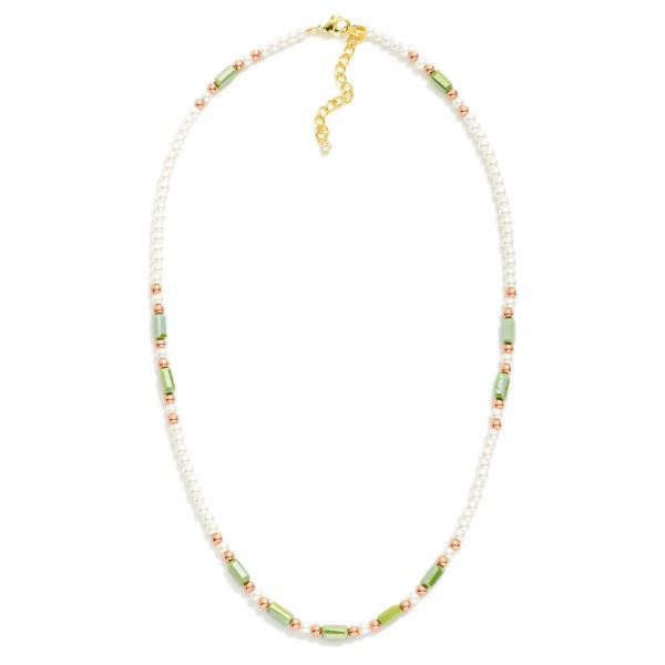 Pearl & Faceted Beaded Necklace 

- Approximately 14" L 