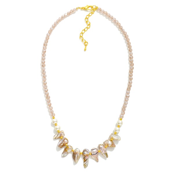 Wholesale shell Pearl Faceted Bead Beaded Necklace L Extender L