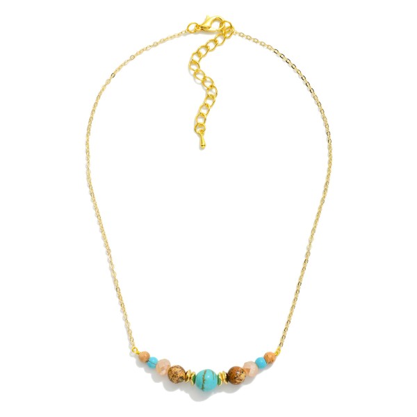 Wholesale dainty Chain Link Necklace Stone Faceted Beaded Accent L Extender L