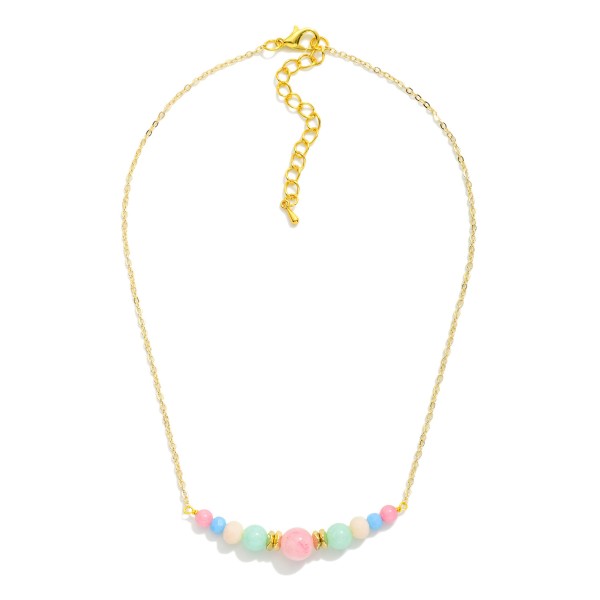 Dainty Chain Link Necklace With Stone & Faceted Beaded Accent 

- Approximately 14" L
- Extender 2" L