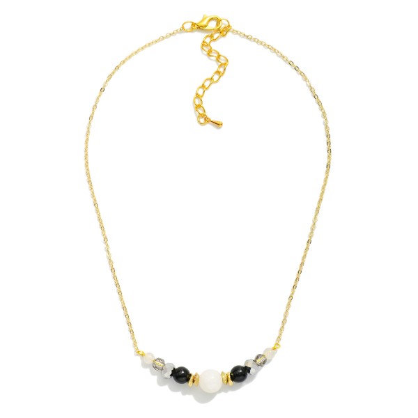 Wholesale dainty Chain Link Necklace Stone Faceted Beaded Accent L Extender L