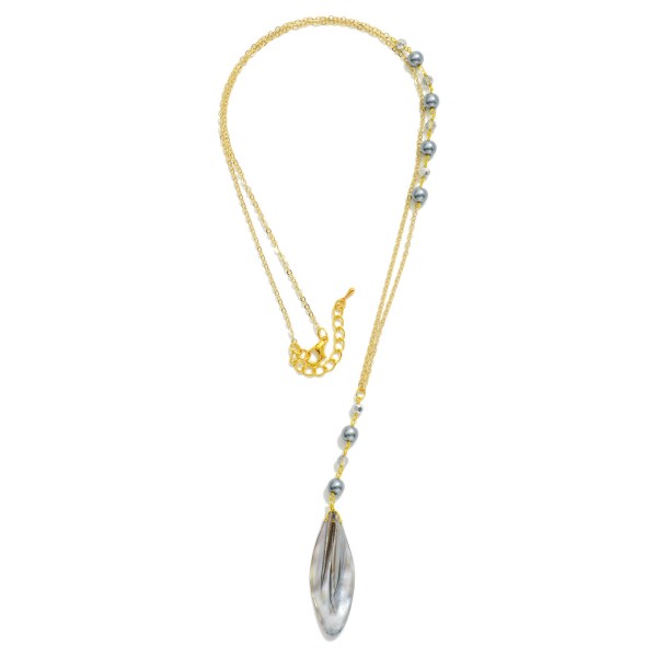 Wholesale long Chain Link Necklace Pearl Stations Shell Pendant L Extender L