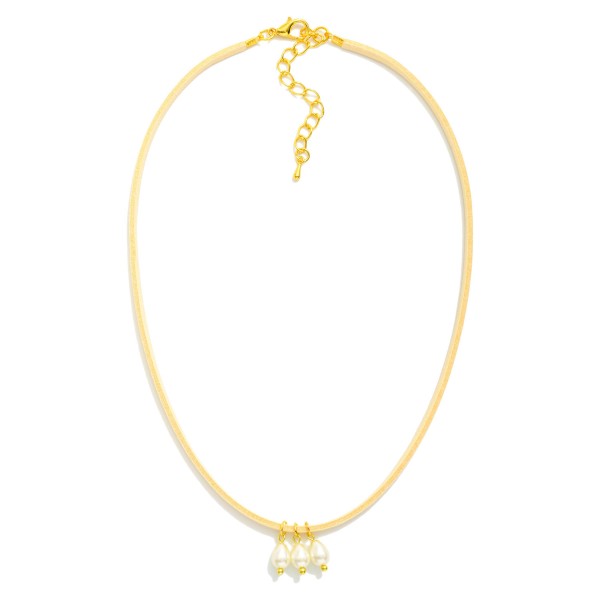 Wholesale leather Necklace Teardrop Pearl Pendants L Extender L