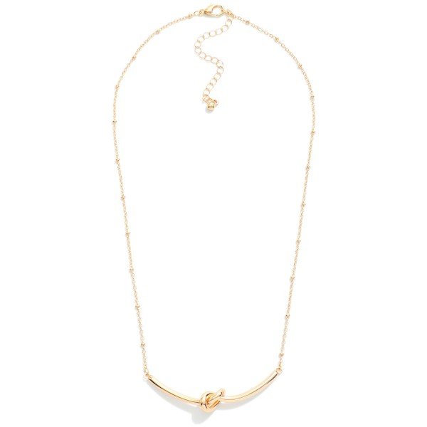 Chain Link Necklace Featuring Metal Tone Knotted Bar Detail

- Approximately 18" L
- Extender 3" L