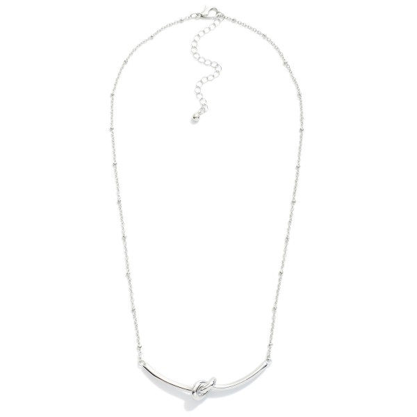 Chain Link Necklace Featuring Metal Tone Knotted Bar Detail

- Approximately 18" L
- Extender 3" L