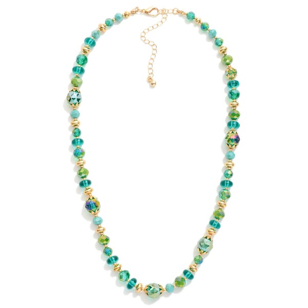 Faceted & Metal Tone Bead Beaded Necklace 

- Approximately 16" L
- Extender 3" L