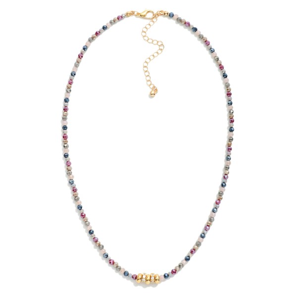 Wholesale faceted Bead Beaded Necklace Metal Rhinestone Disks L Extender L