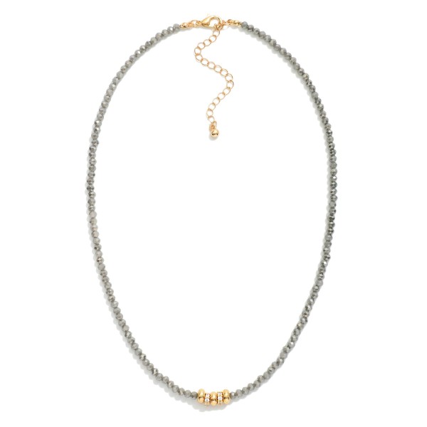 Wholesale faceted Bead Beaded Necklace Metal Rhinestone Disks L Extender L