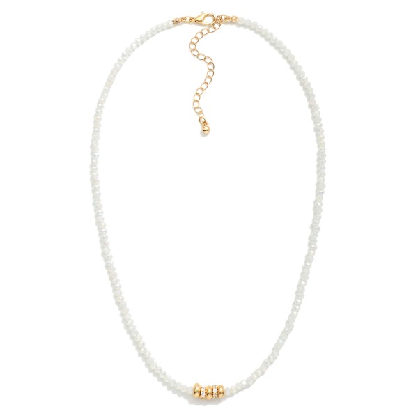 Wholesale faceted Bead Beaded Necklace Metal Rhinestone Disks L Extender L