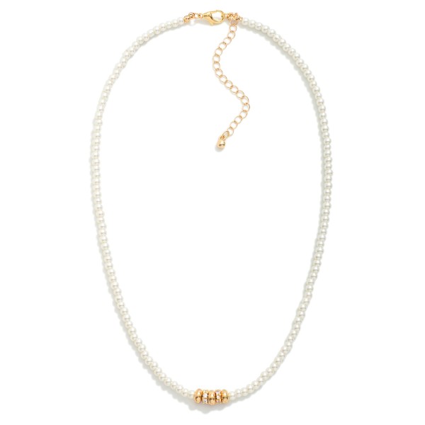 Pearl Beaded Necklace Featuring Disc Beads 

- Approximately 16" L 
