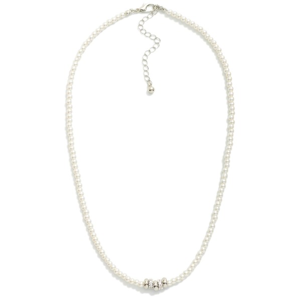 Pearl Beaded Necklace Featuring Disc Beads 

- Approximately 16" L 
