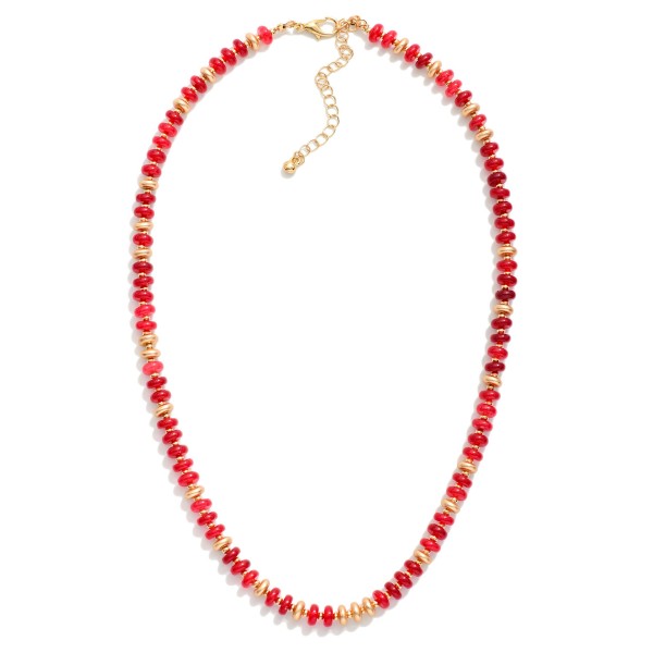 Candy Bead Beaded Necklace Featuring Gold Tone Beads

- Approximately 16" L 