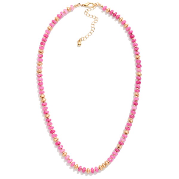 Candy Bead Beaded Necklace Featuring Gold Tone Beads

- Approximately 16" L 