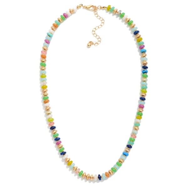 Candy Bead Beaded Necklace Featuring Gold Tone Beads

- Approximately 16" L 