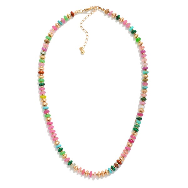 Candy Bead Beaded Necklace Featuring Gold Tone Beads

- Approximately 16" L 