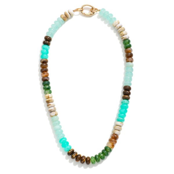 Marbled Acetate Stone Disk Beaded Necklace

- Approximately 16" L
